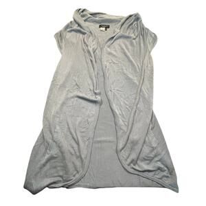 Talbots Open Front Cardigan Vest  Short Sleeve Pocket Blue Lightweight Drape S/M